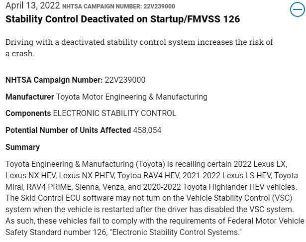 probleme tehnice lexus, lexus recall nx hybrid, probleme toyota rav4 phev, recall toyota 2022, autolatest, testeauto